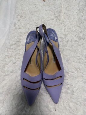 Manolo Blahnik Lavender Pointed-Toe Cutout Slingback Heels